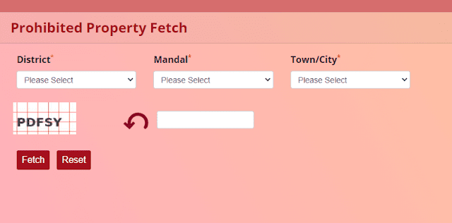 prohibited property fetch telangana dharani website