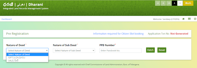 online property registration telangana dharani portal