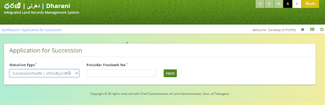 online succession registration telangana land records portal