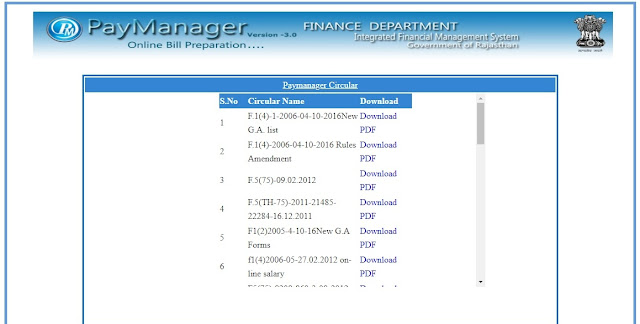 Paymanager IFMS Circulars