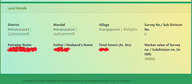 dharani portal land details search