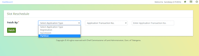 slot reschedule dharani telangana portal