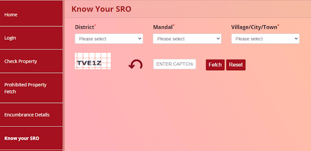 Know your SRO telangana dharani portal