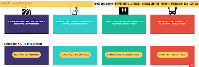 Citizen Services On Seva Sindhu website